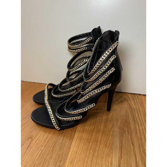 Charlotte Russe Shoes Womens Size 8 Gold Chain Strappy High Heel Sandals Party D - Picture 3 of 10